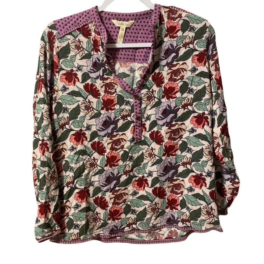 Matilda Jane Once Upon a Time Dusk Or Dawn Purple Floral Blouse Top Women’s XS